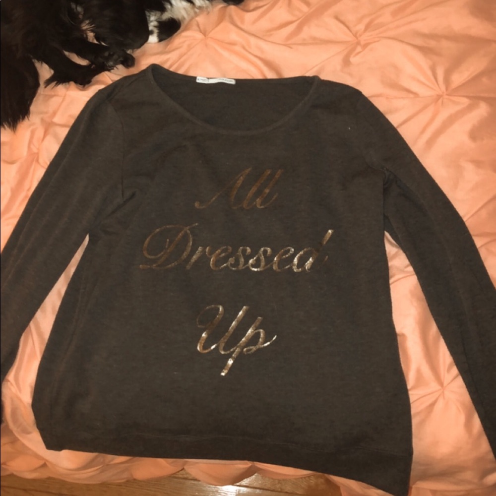 Dark grey “all dressed up” sweater